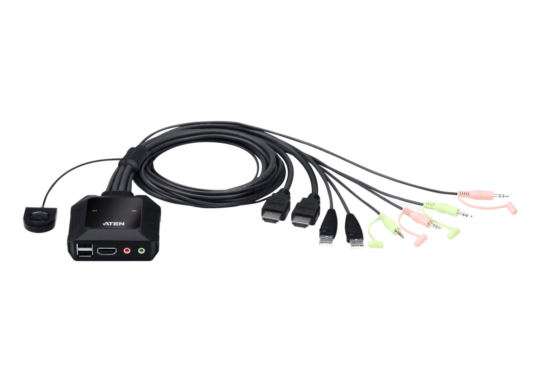 מתג KVM כבל HDMI עם 2 יציאות USB ברזולוציה 4K עם בורר יציאות מרחוק ATEN CS22H (4)