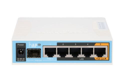 נתב אלחוטי מקצועי hAP ac - Dual Band כולל 5 כניסות וכניסת STP צבע לבן Mikrotik hAP ac (1)
