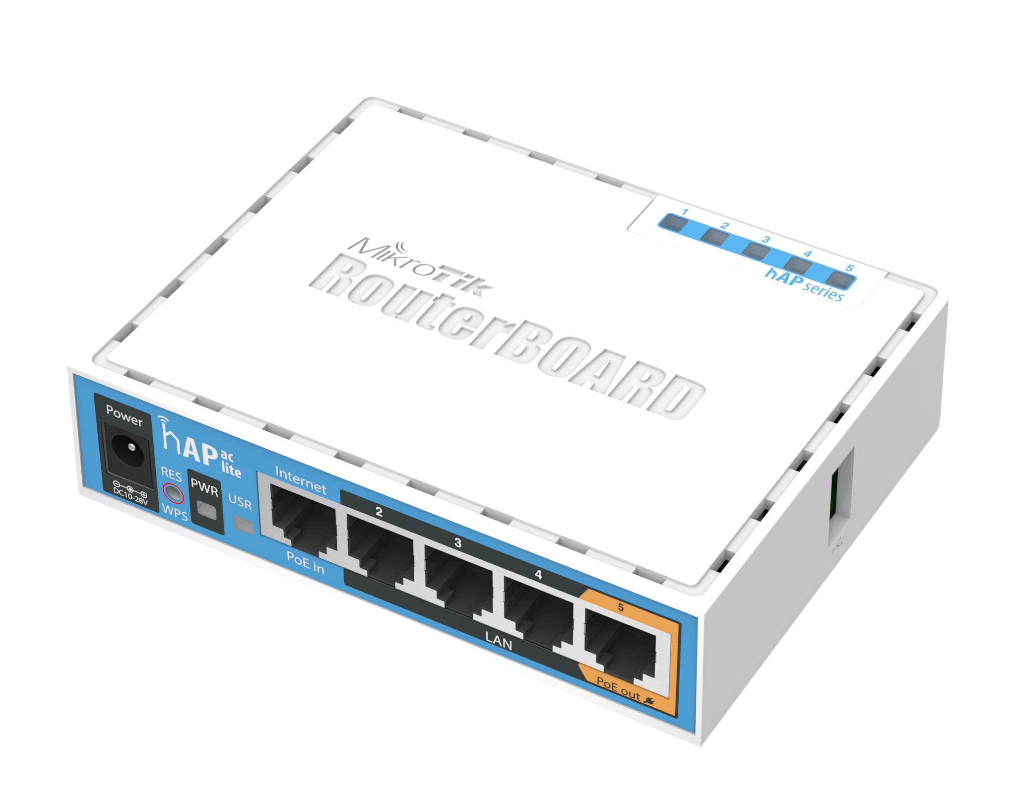 נתב אלחוטי מקצועי hAP ac lite - Dual Band כולל 5 כניסות שקע USB לחיבור מודם 3G4G צבע שחורלבן Mikrotik hAP ac lite (2)
