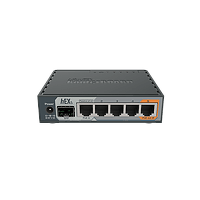 נתב חכם ומקצועי 5 כניסות Gigabit Etherne + SFP מעבד כפול 880MHz צבע שחור Mikrotik hEX S (4)