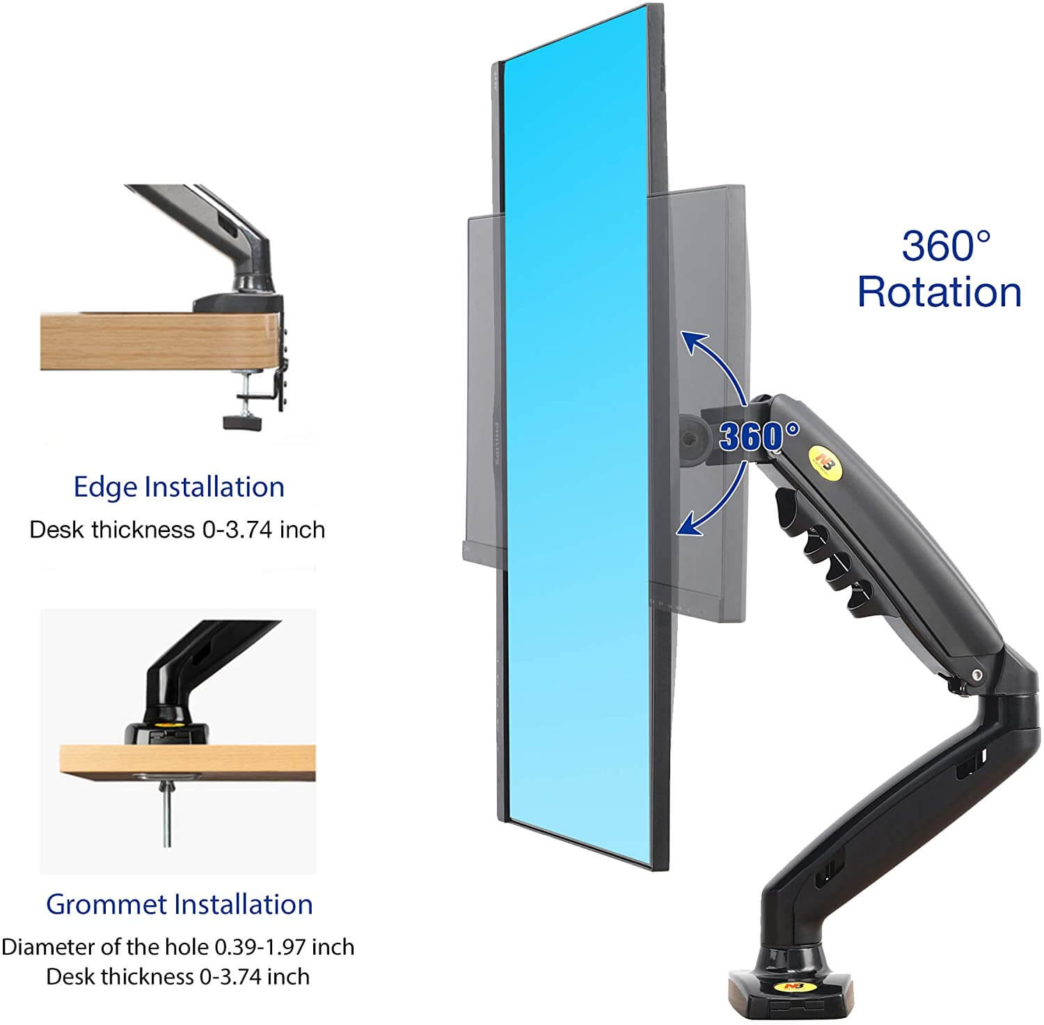 זרוע ארגונומית למסך מסך בגודל 17-30 אינץ North Nayou F80 Monitor Desk Mount