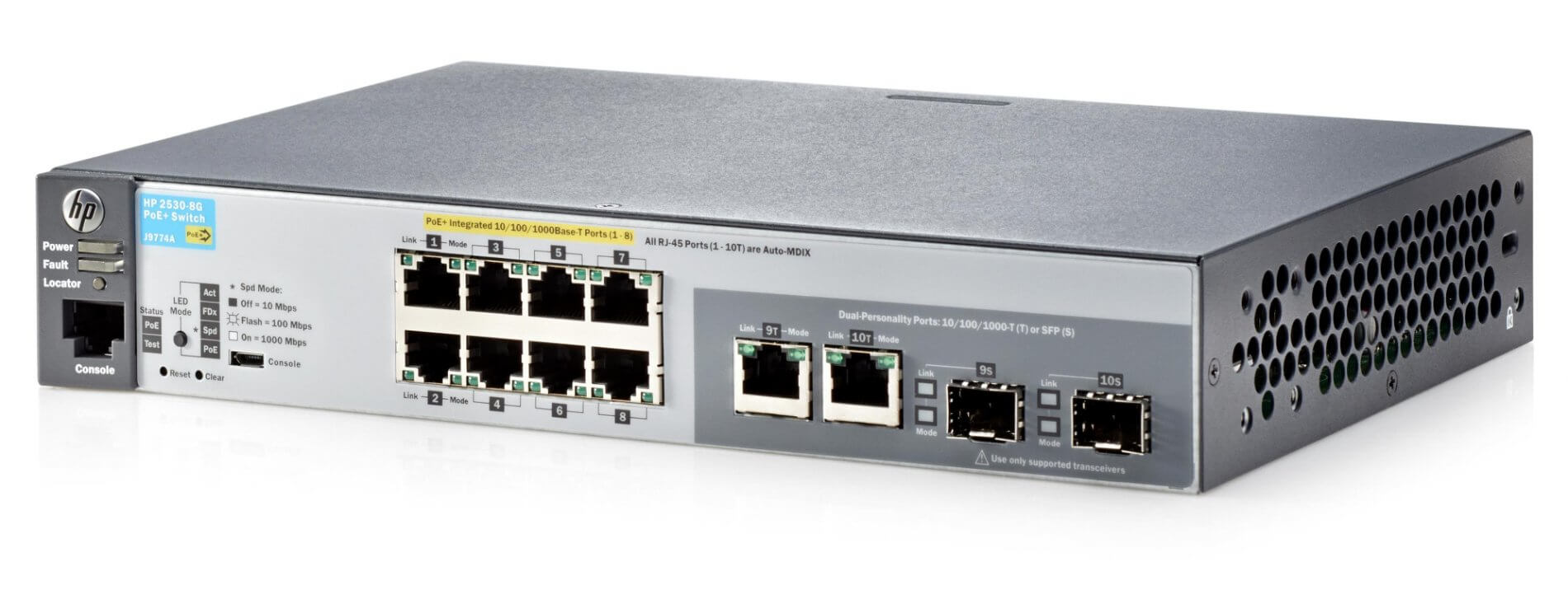 מתג POE מ-2530 כולל 8 פורטים גיגה + 2 אופטי + 2 נחושת HPE J9774A HP 2530-8G-PoE+(67W),2GDP-SFP,L-2,FM,LT (2)