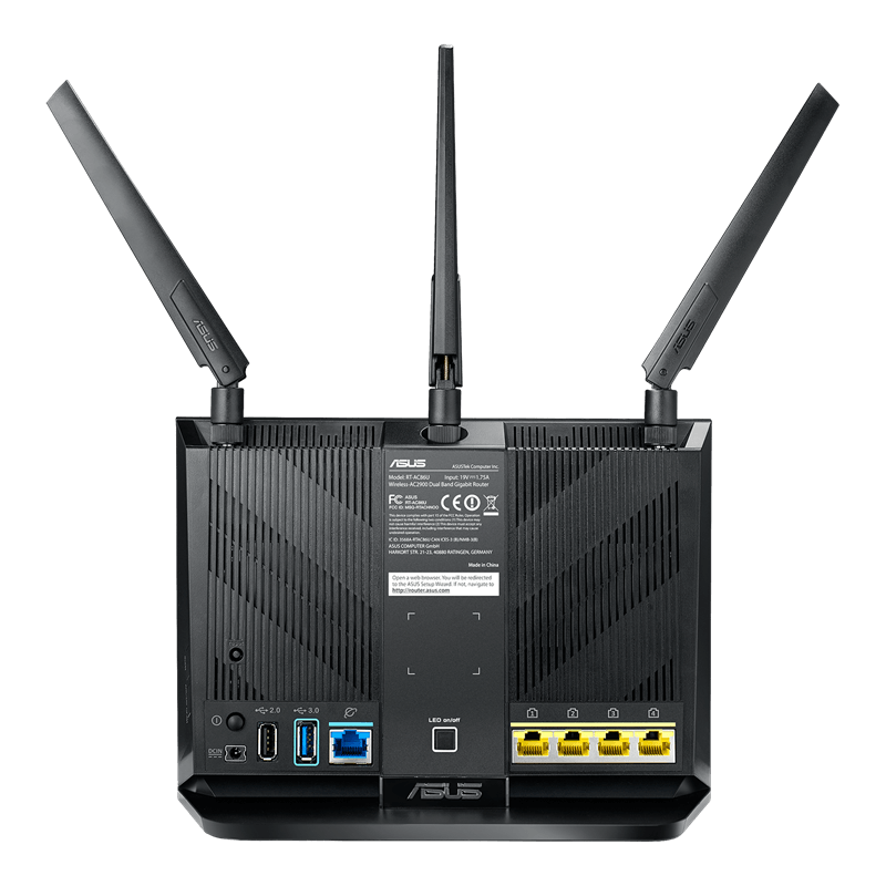 נתב גיימינג עם Gigabit WiFi בעל שני תחומי תדרים עם MU-MIMO AiMesh למערכת WiFi אבטחת רשת AiProtection מאיץ גיימינג ASUS RT-
