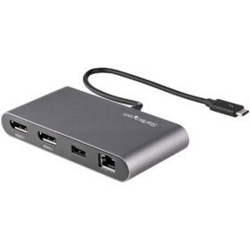 צג כפול נייד Thunderbolt 3 Mini Dock עם DP 4K 60Hz ברזולוצייה GbE מתאם MacWindows בצבע אפור StarTech TB3DKM2DPL (3)