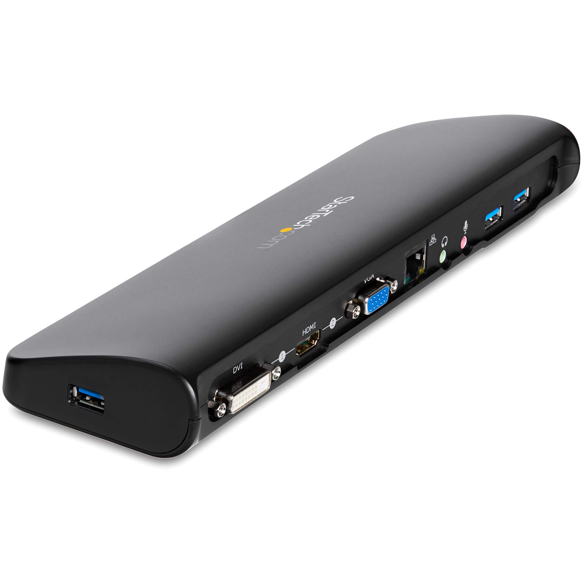 תחנת עגינה USB 3.0 עם צג כפול עם HDMI ו-DVIVGA בצבע שחור StarTech USB3SDOCKHDV (2)