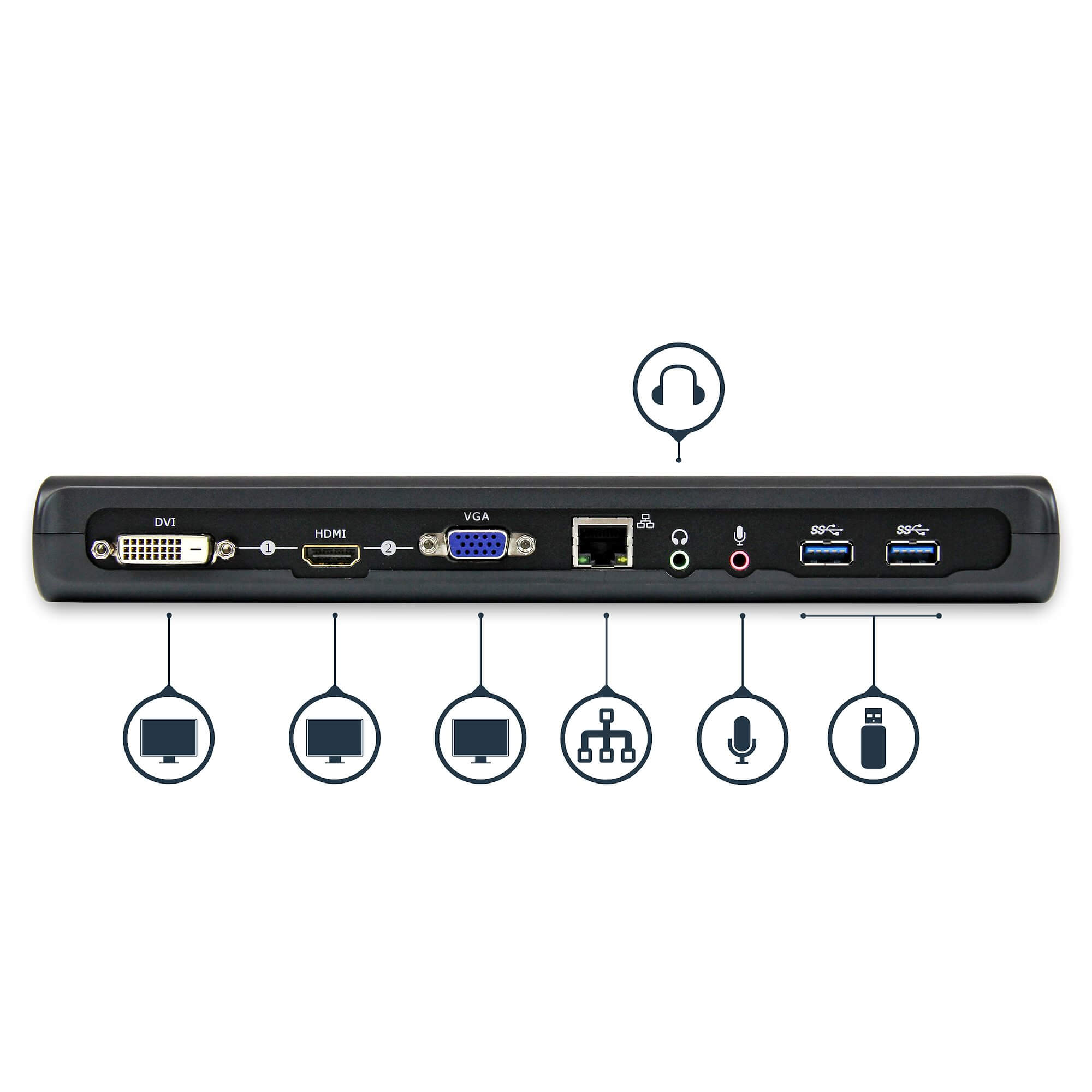 תחנת עגינה USB 3.0 עם צג כפול עם HDMI ו-DVIVGA בצבע שחור StarTech USB3SDOCKHDV (3)