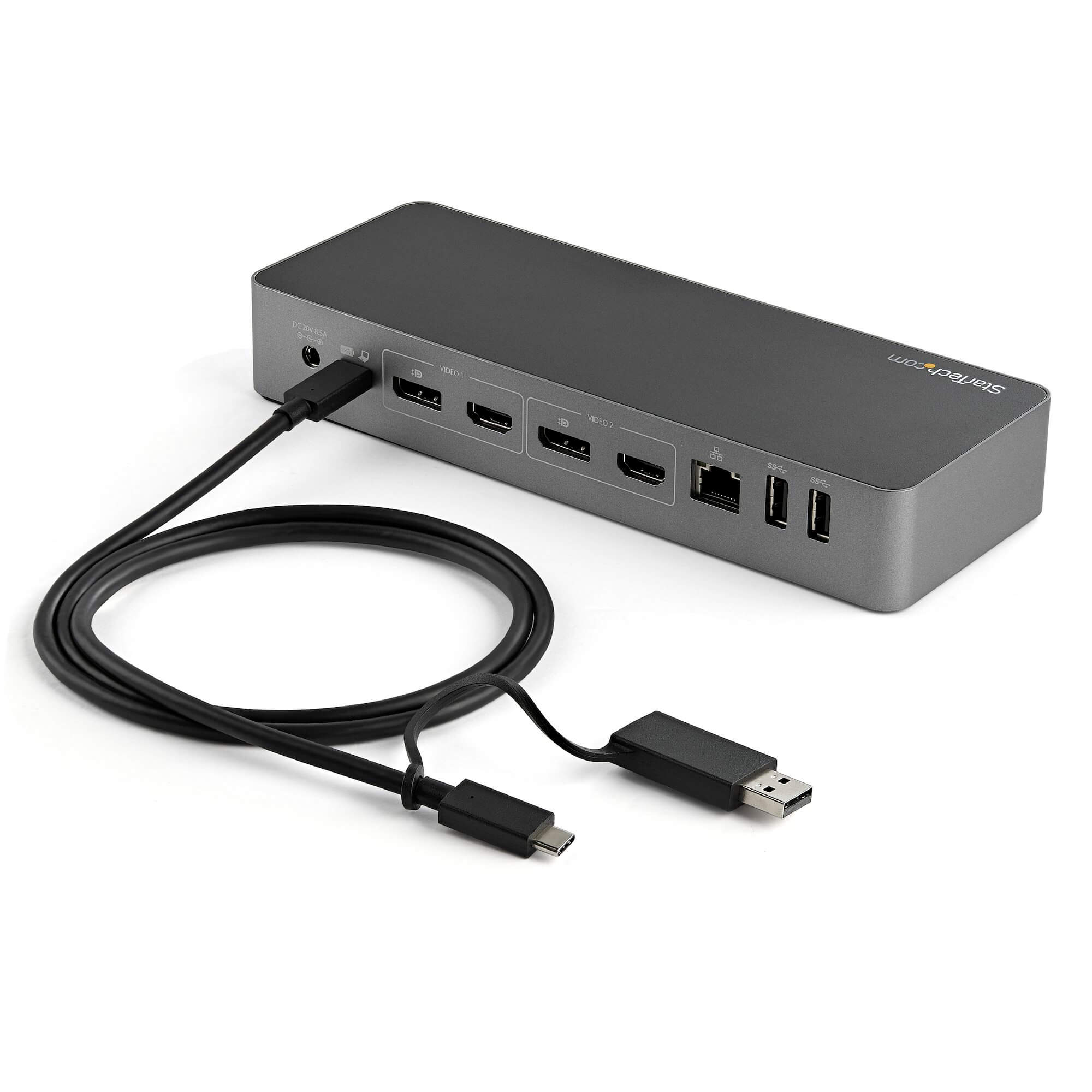 תחנת עגינה אוניברסלית היברידית למחשב USB-C ו-USB-A ברזולוצייה 4K60Hz בצבע אפור StarTech DK30C2DPEP (1)
