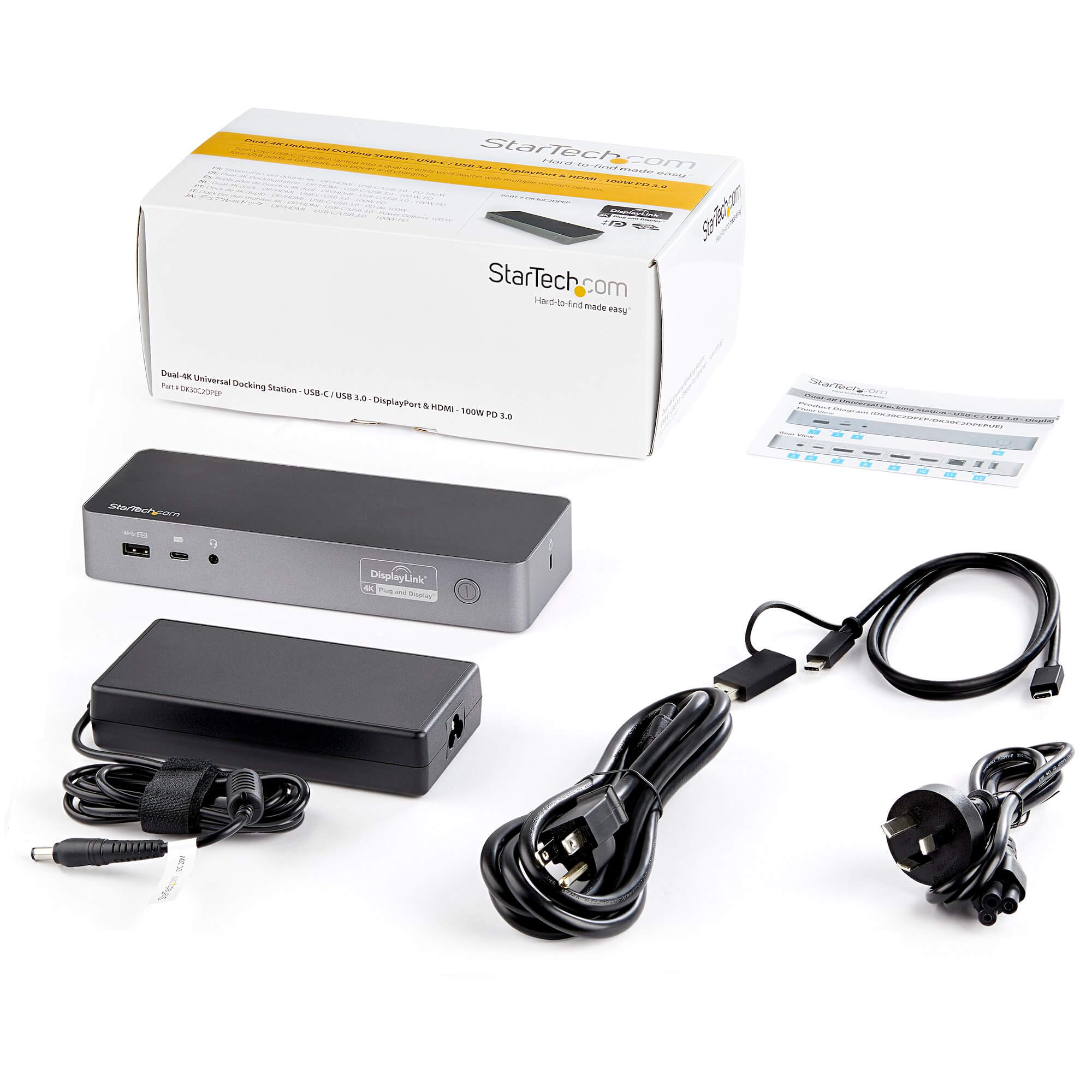 תחנת עגינה אוניברסלית היברידית למחשב USB-C ו-USB-A ברזולוצייה 4K60Hz בצבע אפור StarTech DK30C2DPEP (5)
