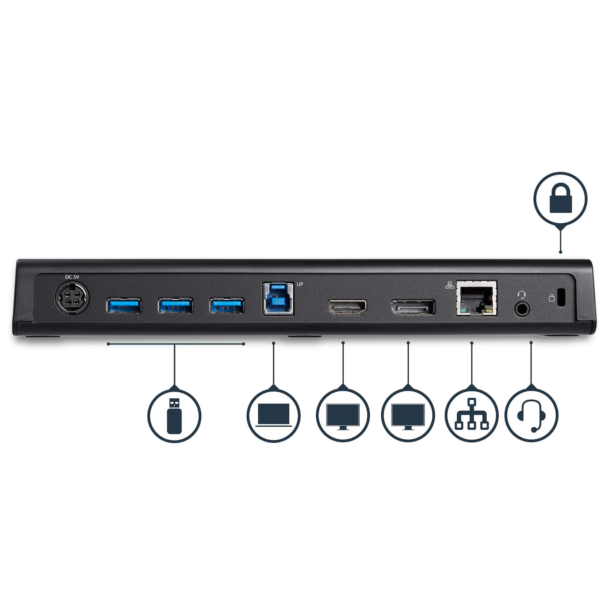 תחנת עגינה אוניברסלית למחשב נייד צג כפול עם HDMI ו-USB 3.0 ברזולוציה 4K בצבע שחור StarTech USB3DOCKHDPC (3)