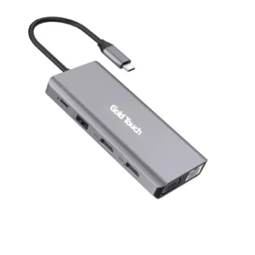 תחנת עגינה חיבור Type-C כוללת מגוון חיבורים העברת נתונים גבוהה הספק עד 100W בצבע אפור Gold Touch SU-C20 Plug&Play (1)