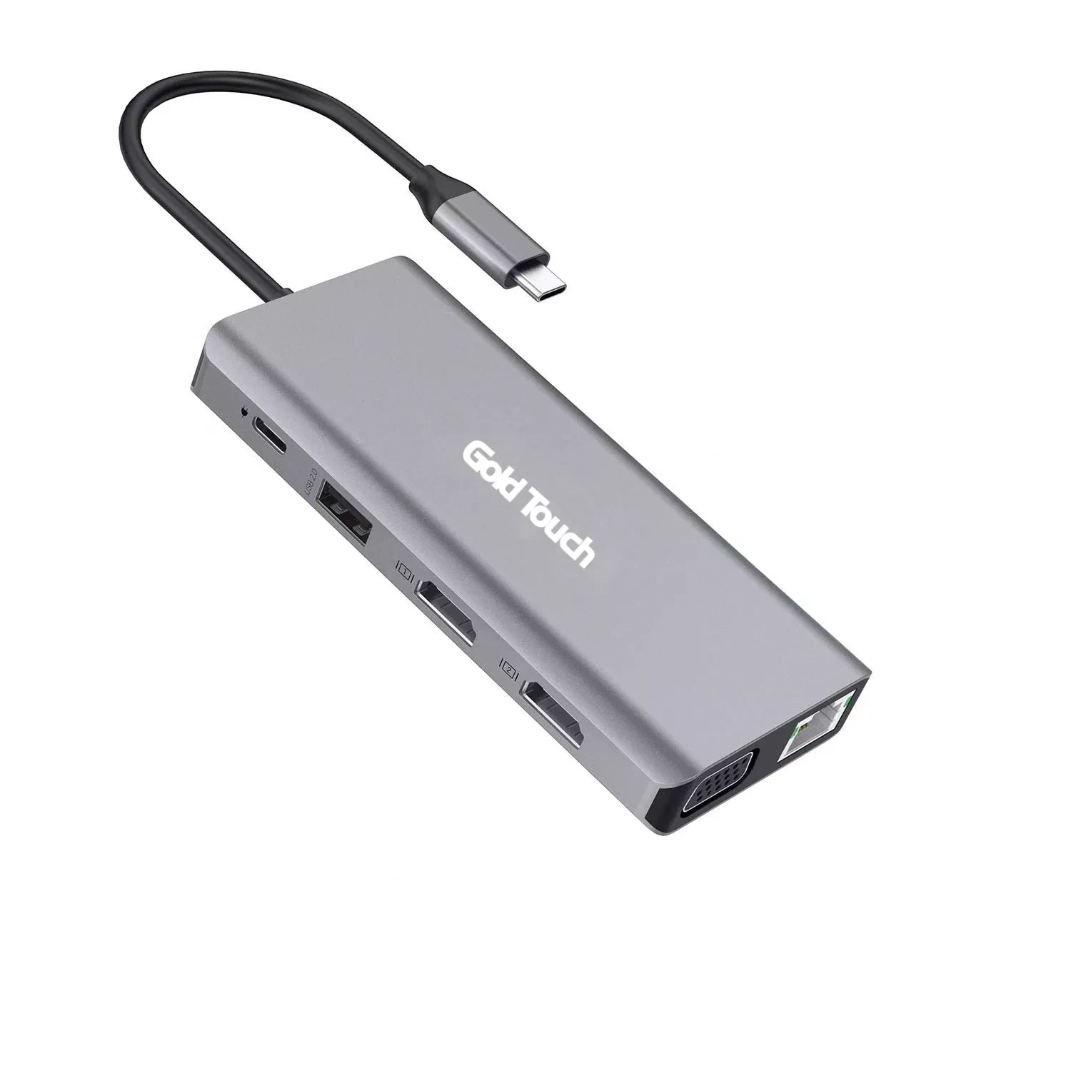תחנת עגינה חיבור Type-C כוללת מגוון חיבורים העברת נתונים גבוהה הספק עד 100W בצבע אפור Gold Touch SU-C20 Plug&Play (1)