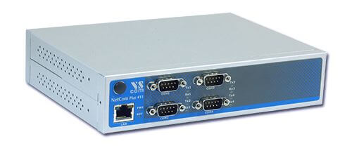 4 יציאות RS232 Ethernet לשרת התקנים טורי VSCOM NetCom PLUS 411 801150