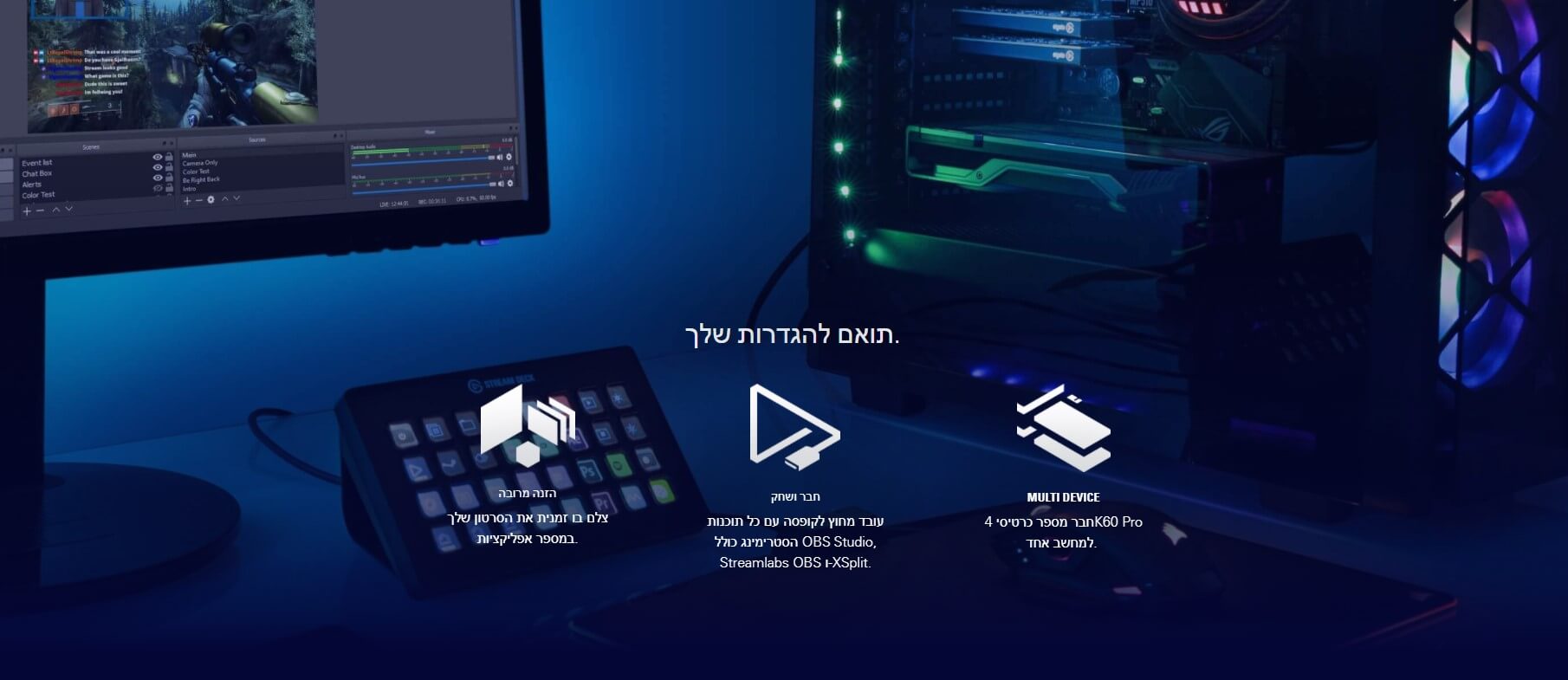 כרטיס לכידה מקצועי חיבור Type-C בצבע שחור ELGATO 1GC109901002 CORS HD60 PRO Game Capture (1)
