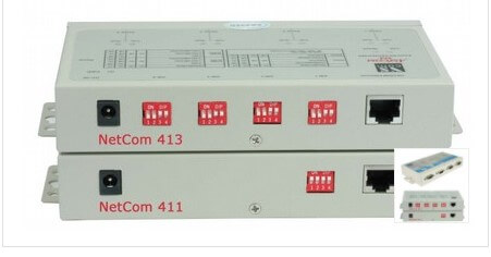 שרת IP לשליטה ב-4 יציאות RS232 כולל RS232 DB9 to TCPIP בצבע לבן VSCOM NetCom 411 800150 (1)