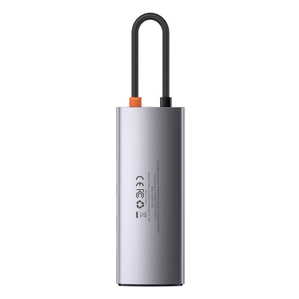 תחנת עגינה בסוס 6 חיבורים מתכתית טעינה עד 100W חיבור Baseus | CAHUB-CW0G | Metal Gleam 6in1 multifunctional HUB USB-C