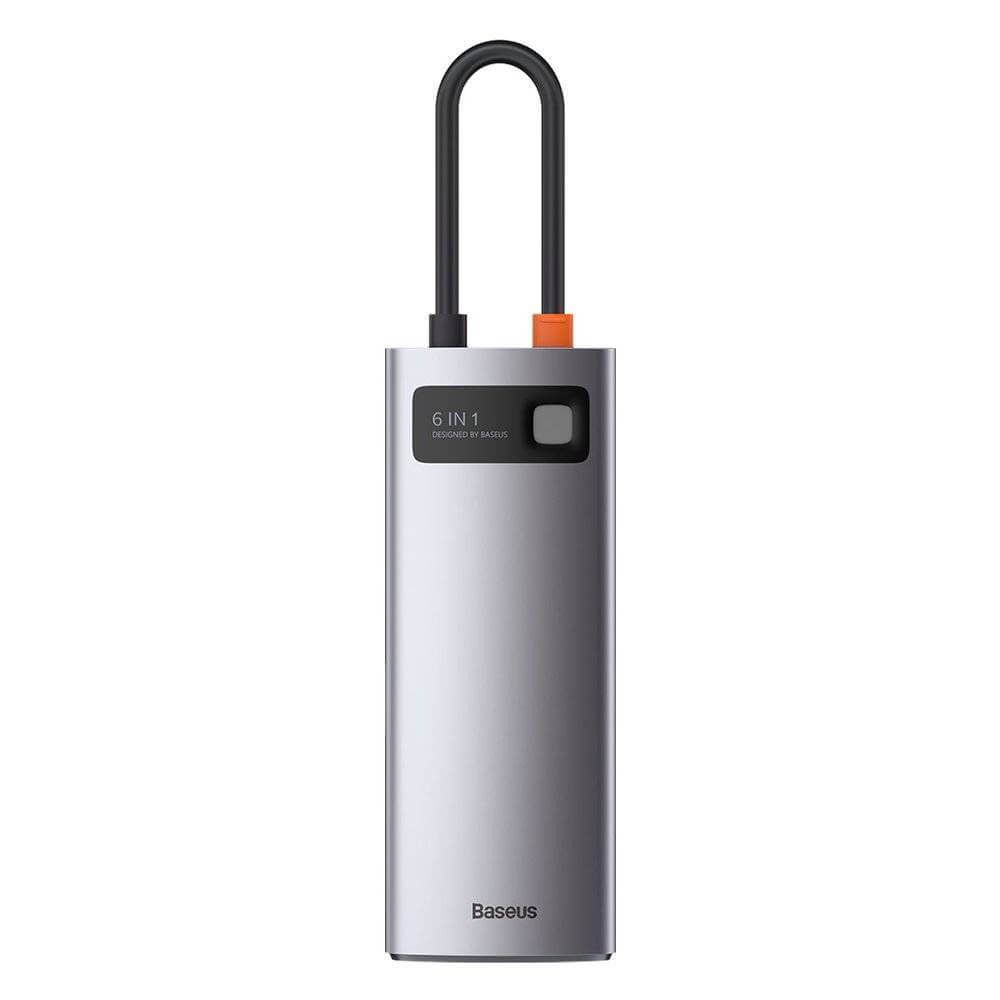 תחנת עגינה בסוס 6 חיבורים מתכתית טעינה עד 100W חיבור Baseus | CAHUB-CW0G | Metal Gleam 6in1 multifunctional HUB USB-C