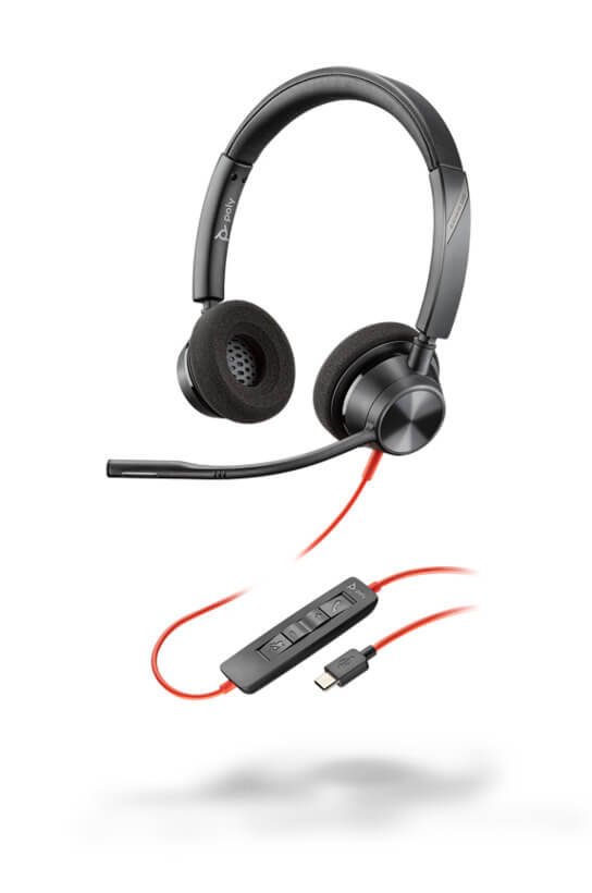 אוזניות חוטיות חיבור TYPE-C פולי POLY 214013-01 BLACKWIRE 3320 BW3320-M USB-CIN