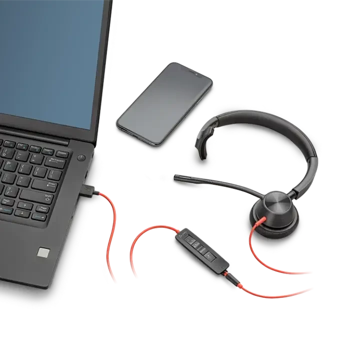 אוזניות חוטיות חיבור USB פולי POLY 214013-01 BLACKWIRE 3320 BW3320-M USB-CIN (2)