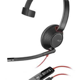 אוזניות חוטיות עם מיקרופון חיבור USB פולי POLY 207587-201 Blackwire 5200 USB Headset