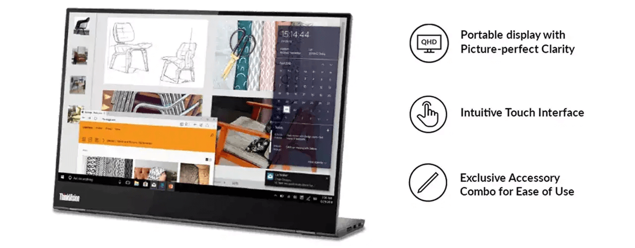 מסך מגע לנובו נייד Lenovo 62A3UAR1US ThinkVision M14T Portable Monitor
