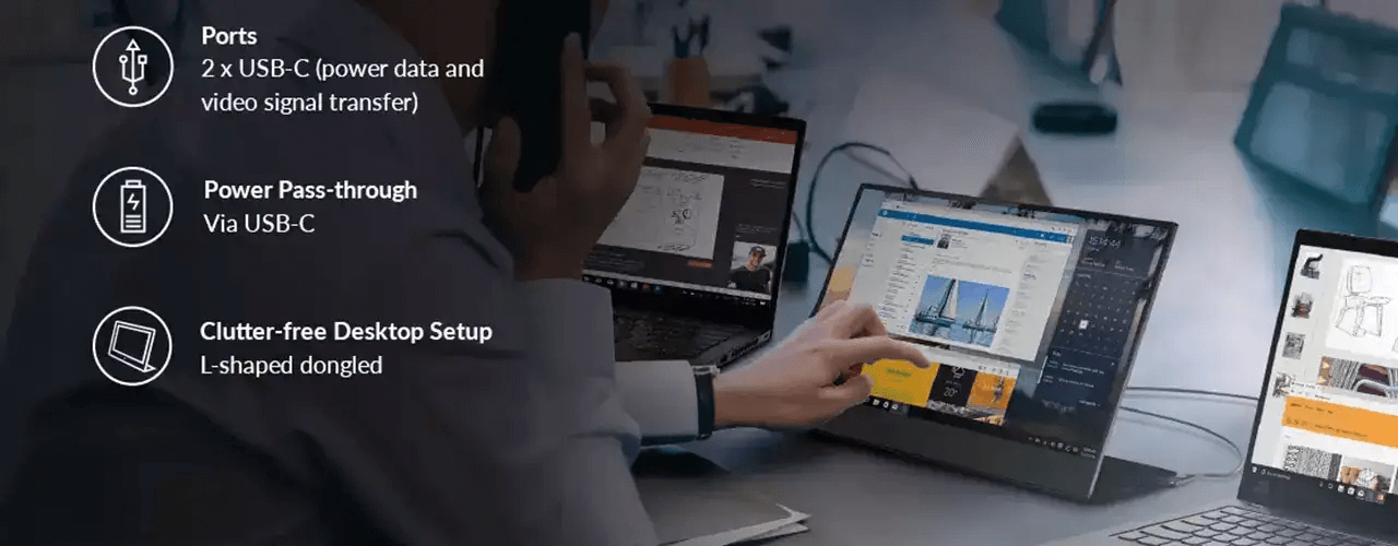 מסך מגע לנובו נייד Lenovo 62A3UAR1US ThinkVision M14T Portable Monitor
