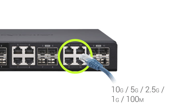 מתג 12 פורטים קיונאפ מנוהל Qnap | QSW-M1208-8C | 10GbE Managed Switch