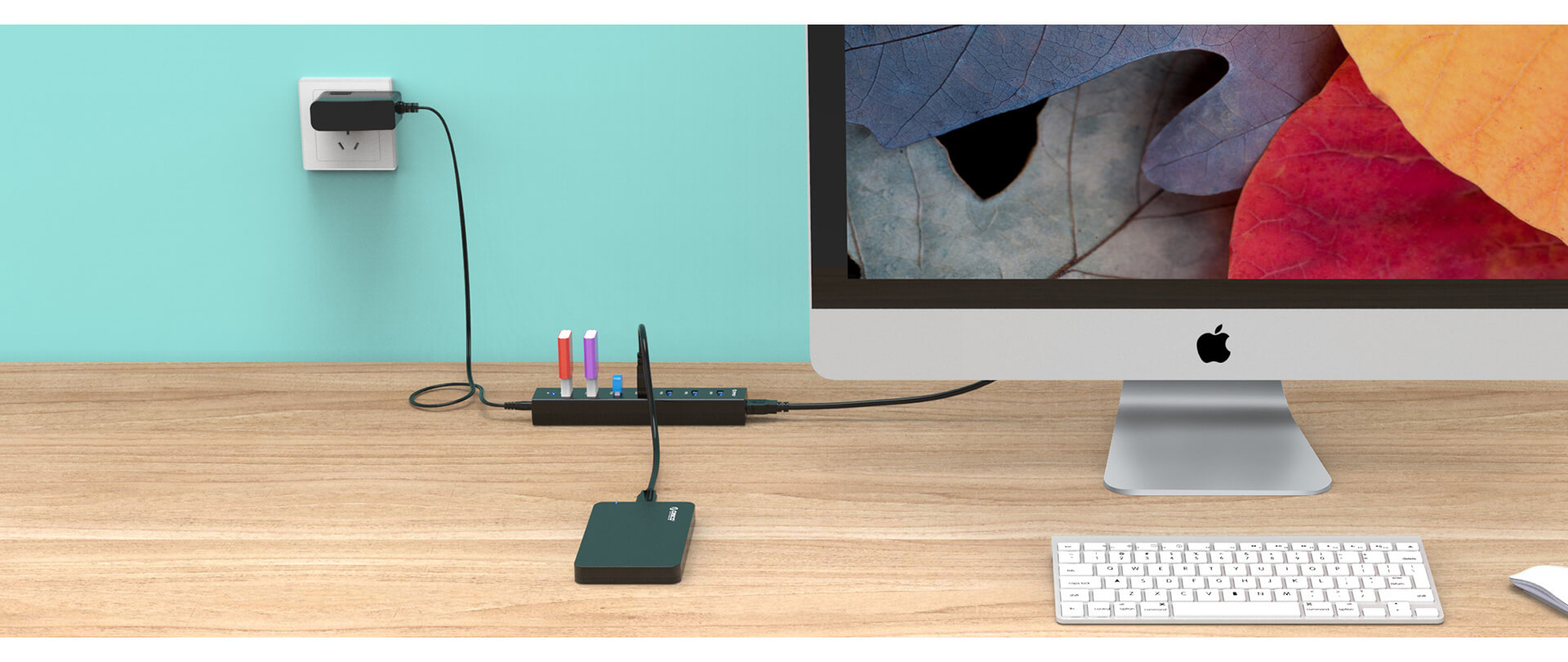 רכזת 7 יציאות USB3.0 בצבע שחור ORICO H7013-U3-V1 7 Port Hub