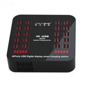 עמדת טעינה מהירה לסלולריםטאבלט 20 חיבורי USB בצבע שחור Acasis AC838 (1)