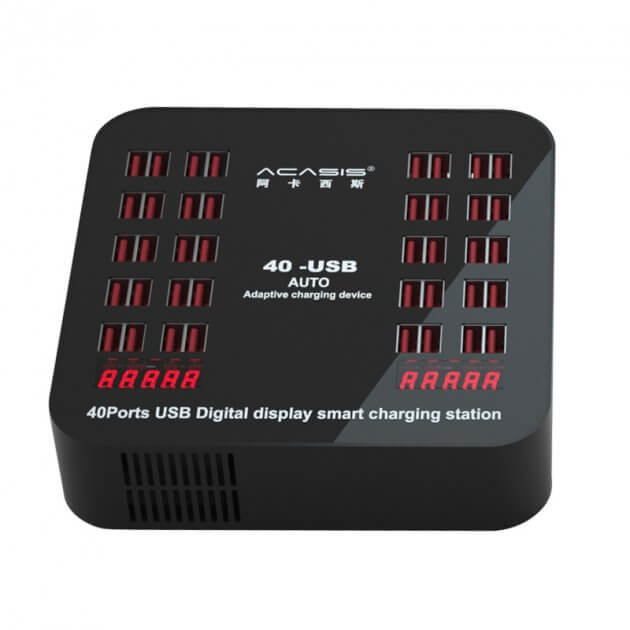 עמדת טעינה מהירה לסלולריםטאבלט 20 חיבורי USB בצבע שחור Acasis AC838 (1)