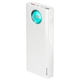 מטען נייד תצוגה דיגיטלית בצבע לבן Baseus PPALL-LG02 Amblight 20000MAH PD3.0 QC3.0 USB IP Type-C 18W