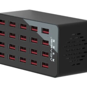עמדת טעינה מהירה לסלולרים\טאבלט 20 חיבורי USB בצבע שחור Acasis | AC838