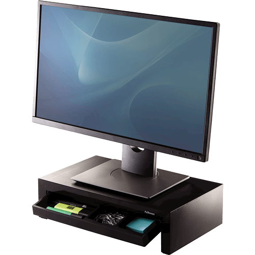 מעמד הגבהה שולחני מעוצב עם מגרה למסך Fellowes | DER8038101 | Designer Suites