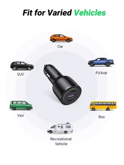 מטען לרכב 3 חיבורים USB ו-Type-C הספק 69W שחור UGREEN | 20467| PD+QC Fast Charger – תמונה 4