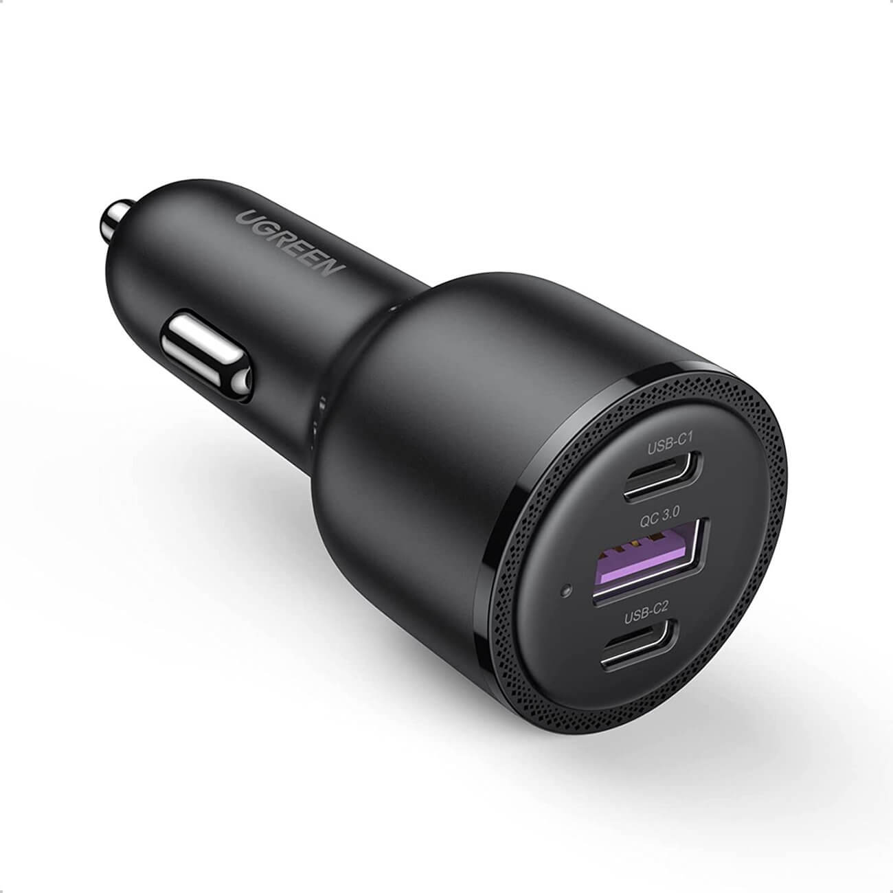 מטען לרכב 3 חיבורים USB ו-Type-C הספק 69W שחור UGREEN | 20467| PD+QC Fast Charger