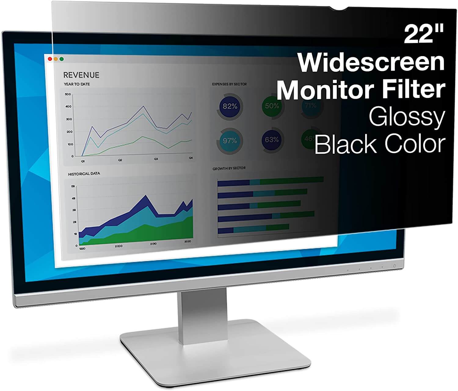 מגן נגד השתקפות למסך מלא 3M™ | PF220W1B | Full Screen Monitor | "22