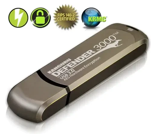 כונן מוצפן רמה 3 חיבור מוסמך Kanguru | KDF3000-8G | Defender 3000™ SuperSpeed | USB 3.0