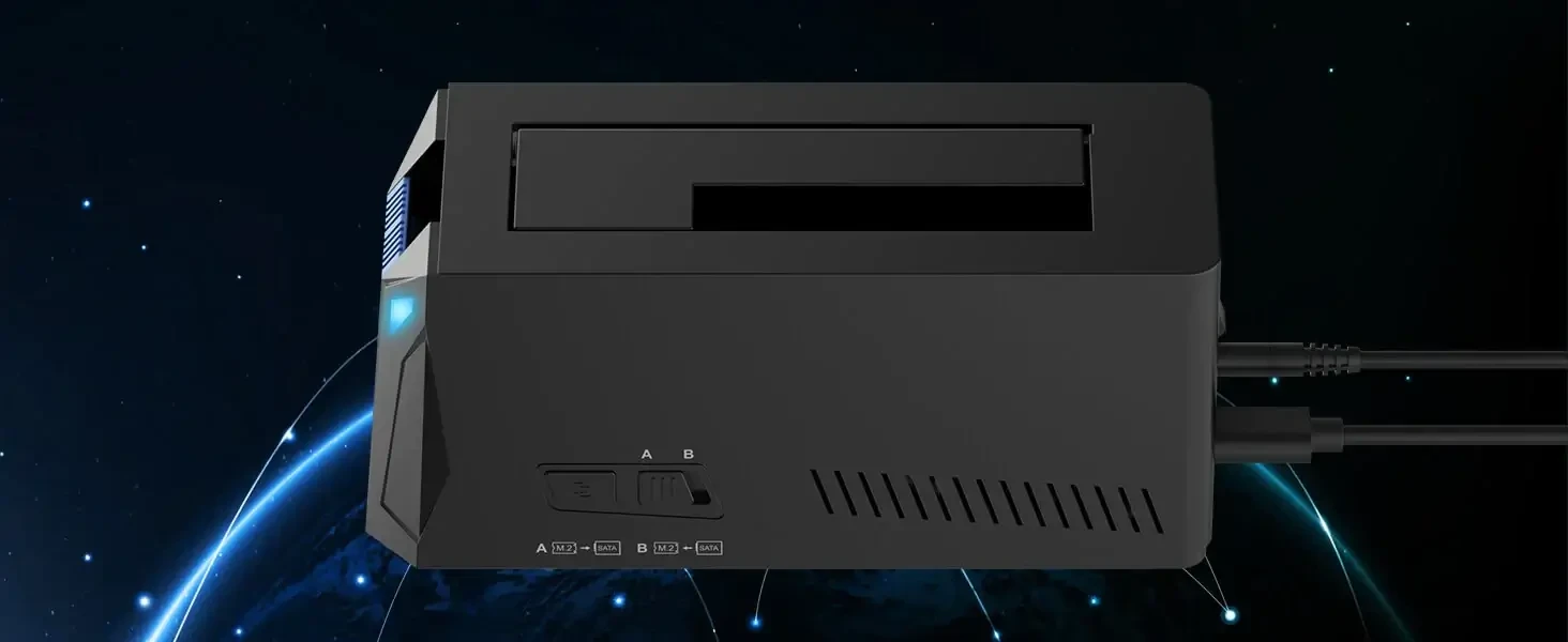 תחנת עגינה USB-C עבור M.2 PCIeNVMe ו-SATA 2.53.5 אינץ' SABRENT DS-UNHC SSD & HDD