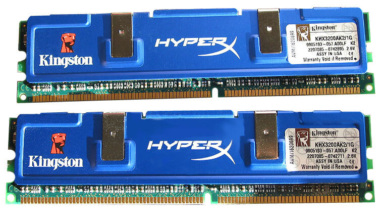זיכרון RAM כולל 2GB HyperX PC3200 DDR בצבע כחול HyperX KHX3200K22G