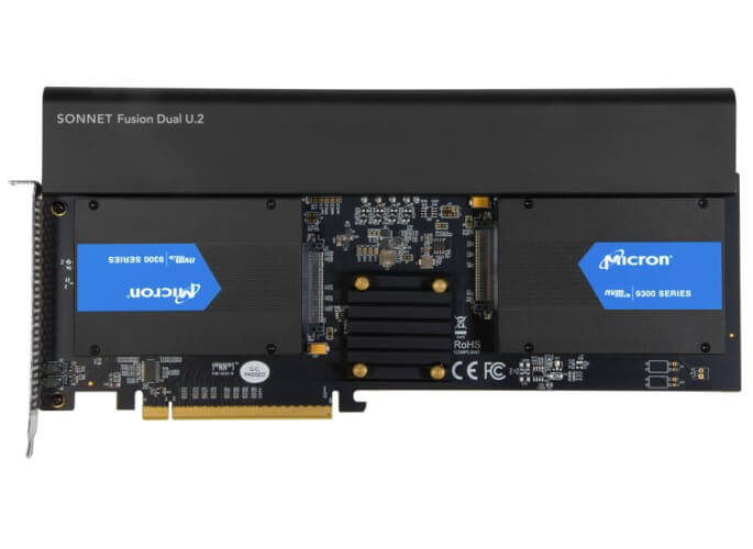 כרטיס הרחבה Fusion Dual U.2 PCIe - SSD לא כלול SSD בצבע שחור SONNET 0732311013003
