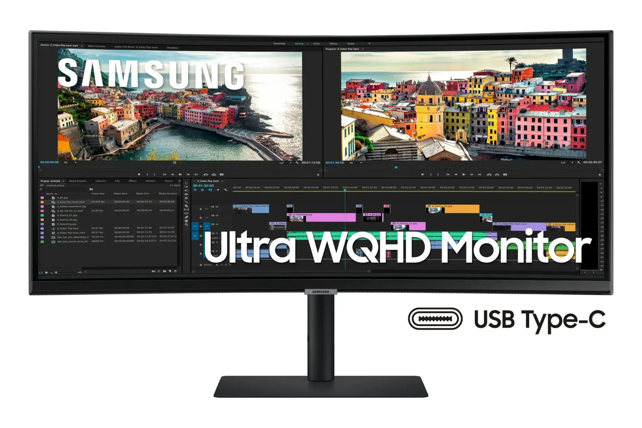 מסך מחשב 34" קעור אולטרה רחב 21:9 4K ופאנל VA שחור SAMSUNG | S34A654UBP | 100Hz WQHD