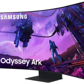 מסך מחשב 55 גיימינג קעור QLED לבן קצב רענון 165Hz שחור SAMSUNG S55BG970NM Odyssey