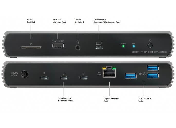 תחנת עגינה Echo 11 Thunderbolt 4 Dock בצבע שחור SONNET 0732311013157