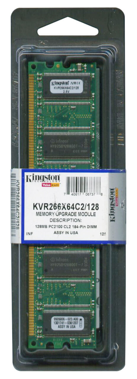 זיכרון כולל 128MB PC2100 DDR-266MHz non-ECC בצבע ירוק HyperX KVR266X64C2128