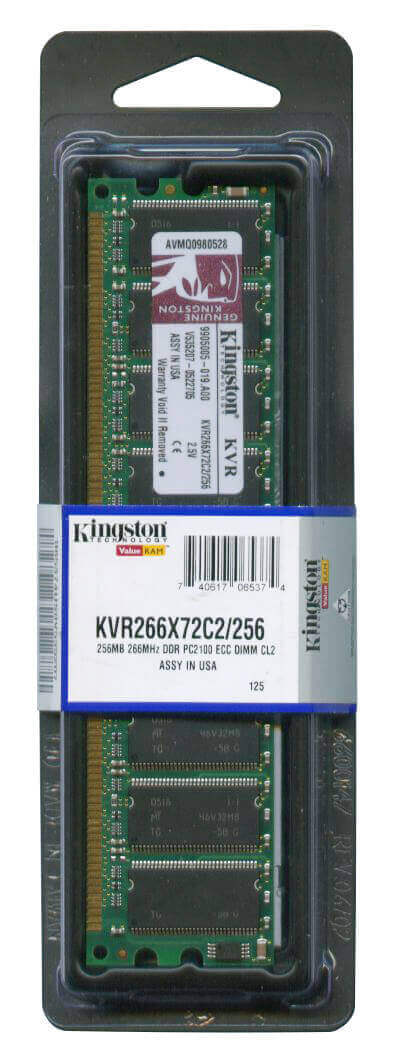 זיכרון כולל 1GB DDR-266MHz PC2100 ECC בצבע ירוק HyperX KVR266X72C251G