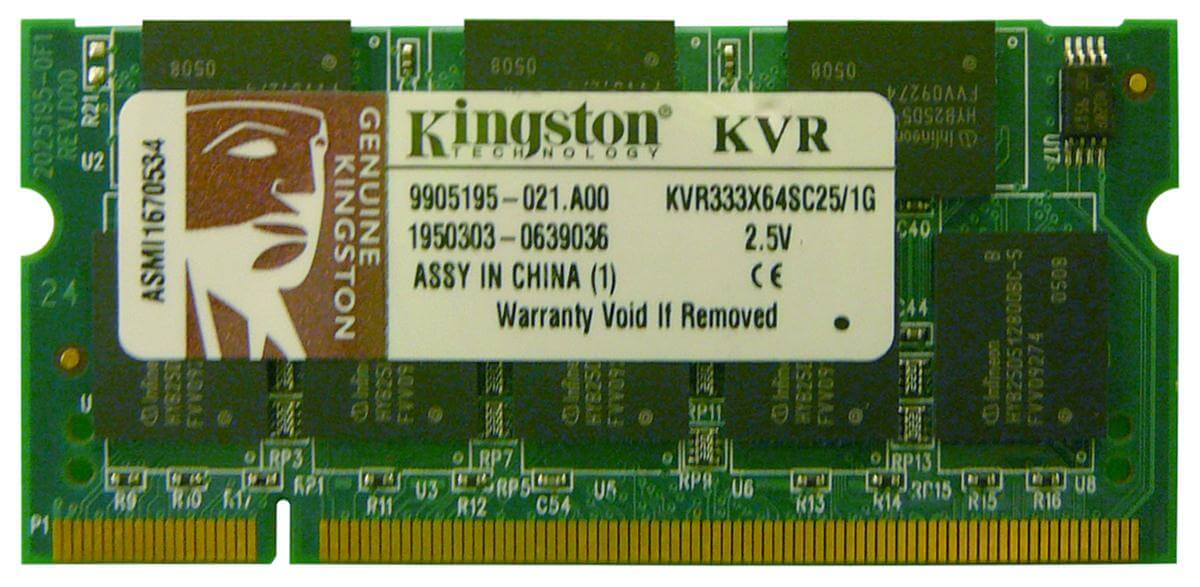 זיכרון כולל 1GB PC2700 DDR-333MHz non-ECC בצבע ירוק HyperX KVR333X64SC251G
