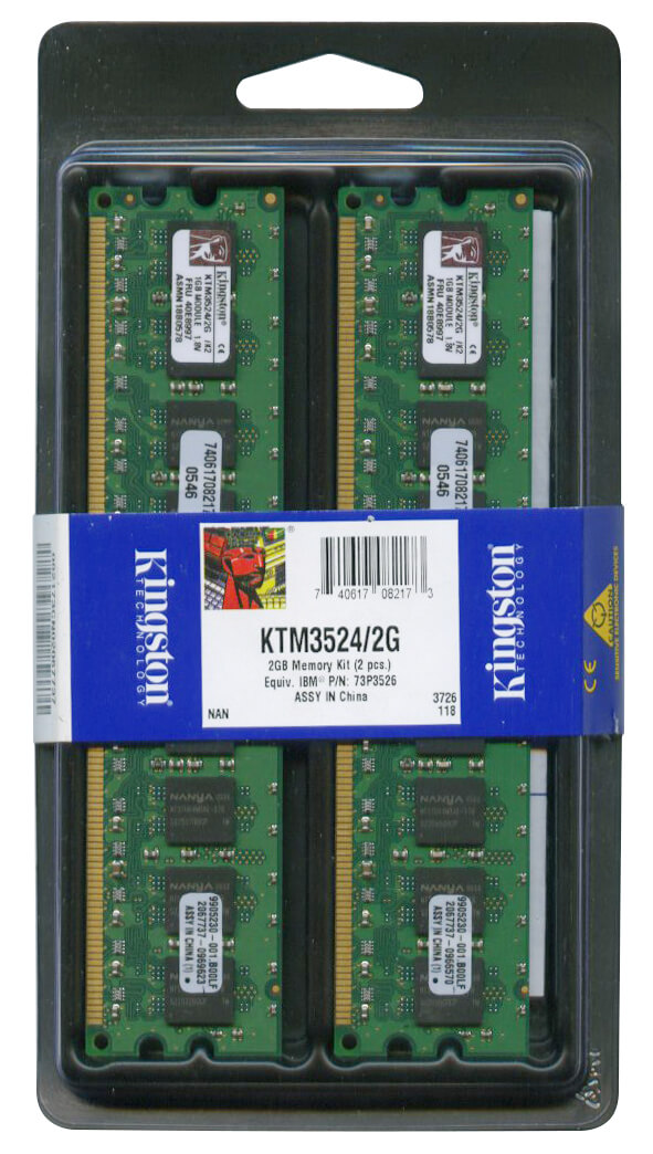 זיכרון כולל 2GB Kit (2 X 1GB) PC2-3200 DDR2-400MHz ECC בצבע ירוק HyperX KTM35242G