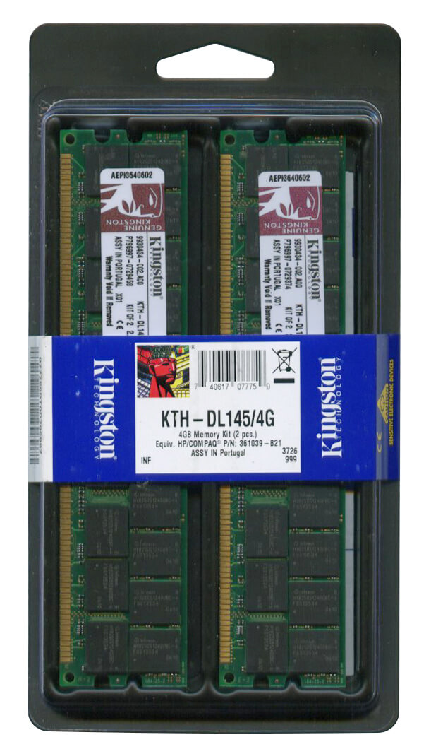 זיכרון כולל 4GB Kit (2 X 2GB) DDR-333MHz PC2700 ECC בצבע ירוק HyperX KTH-DL1454G