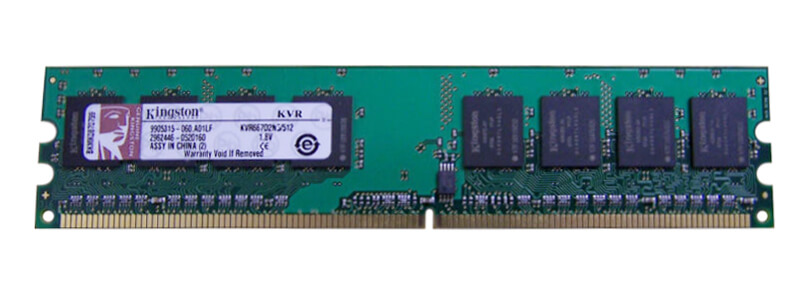 זיכרון כולל 512MB DDR2-667MHz PC2-5300 Non-ECC בצבע ירוק HyperX KVR667D2N5512
