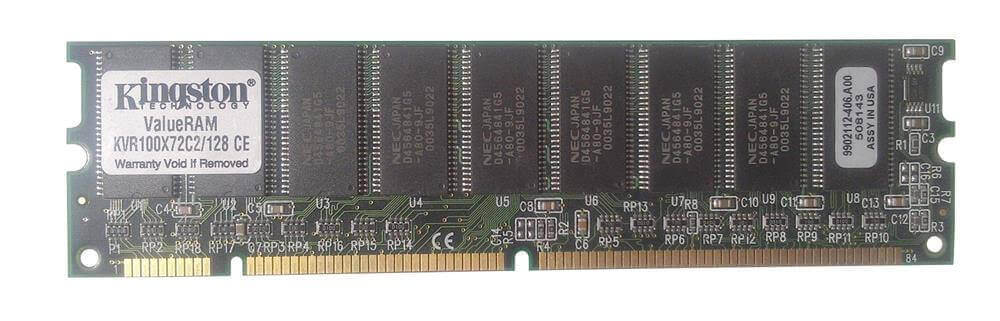 זיכרון כולל 512MB PC100 100MHz ECC בצבע ירוק HyperX KVR100X72C2512