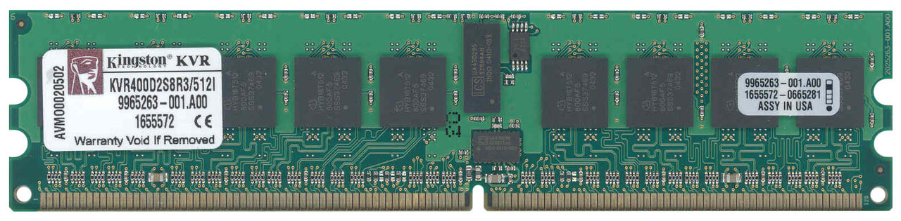 זיכרון כולל 512MB PC2-3200 DDR2-400MHz ECC בצבע ירוק HyperX KVR400D2S8R3512I